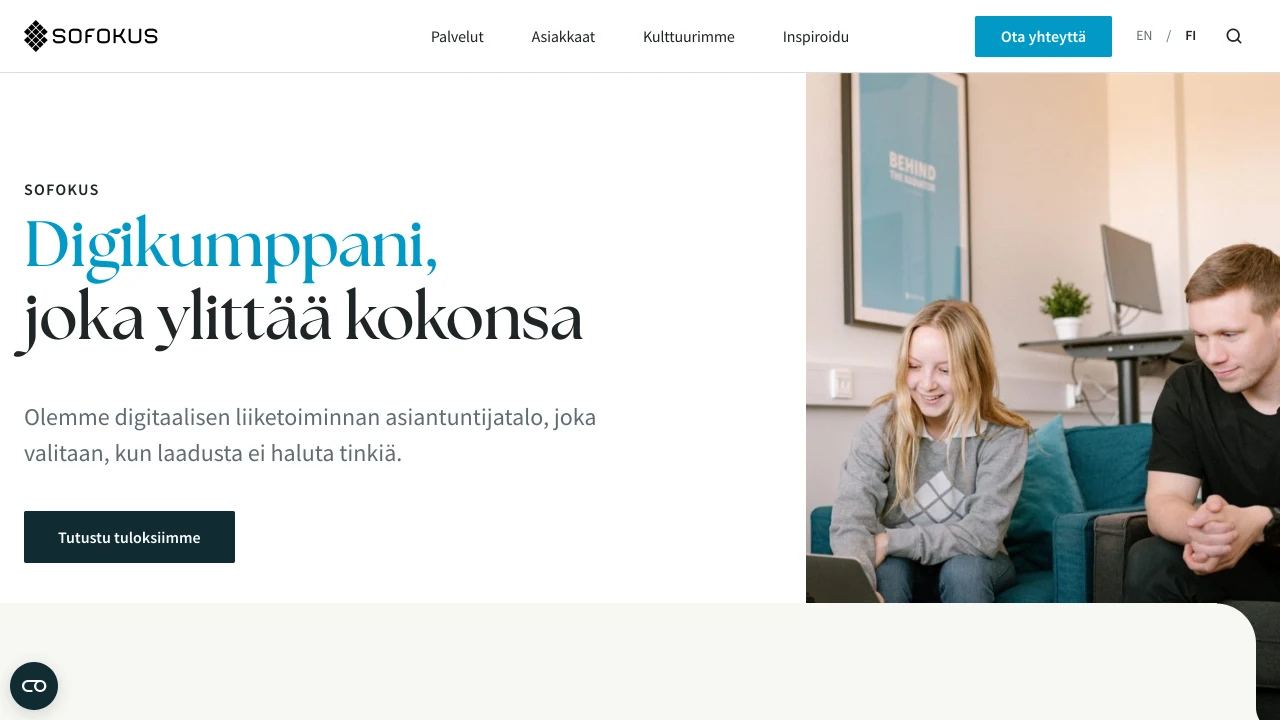 Kuvakaappaus palvelun Sofokus verkkosivustosta